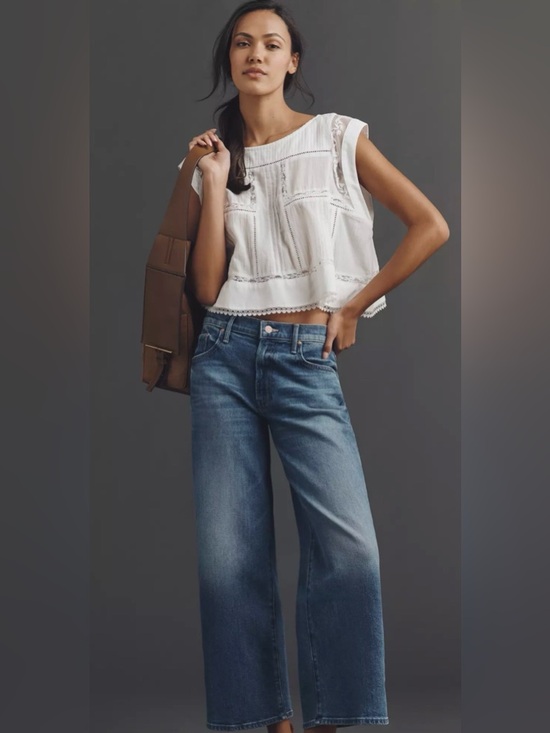 MOTHER Denim - MOTHER Wide-Leg Ankle Jeans in Medium Blue Wash